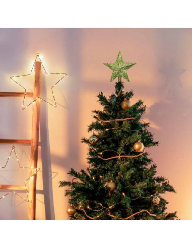 Tradineur - Estrella para punta del Árbol de Navidad - Fabricado en Plástico - Decoración para temporada navideña - Altura aprox