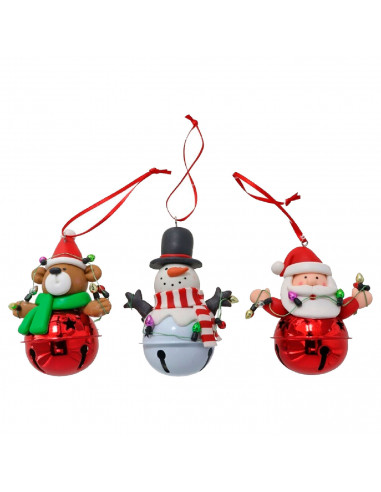 Tradineur - Colgante navideño con cascabel - Fabricado en Metal y Plástico - Decoración para temporada navideña - 9 x 8 x 5 cm -
