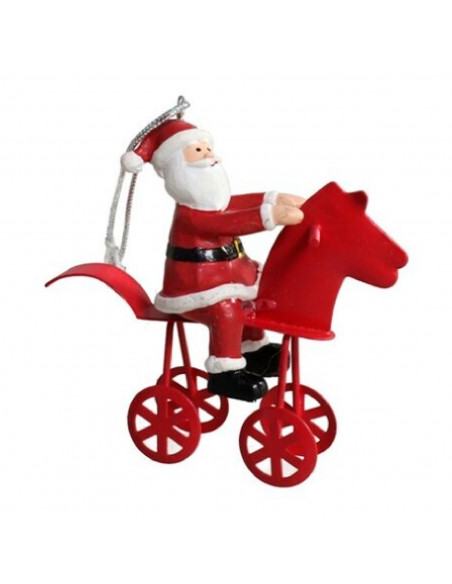 Tradineur - Colgante navideño de Papá Noel a caballo - Fabricado en Metal y resina - Decoración para temporada navideña - 9 x 3 Tradineur - Colgante navideño de Papá Noel a caballo - Fabricado en Metal y resina - Decoración para temporada navideña - 9 x 3