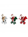 Tradineur - Colgante navideño de Papá Noel a caballo - Fabricado en Metal y resina - Decoración para temporada navideña - 9 x 3