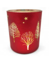 Tradineur - Portavelas de Navidad de cristal, soporte para velas, adorno, decoración, centros de mesa, estanterías (Rojo, 7 x 8