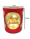 Tradineur - Portavelas de Navidad de cristal, soporte para velas, adorno, decoración, centros de mesa, estanterías (Rojo, 7 x 8