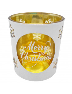 Tradineur - Portavelas de Navidad de cristal, adorno, soporte para velas, decoración, centros de mesa, estanterías, 7 x 8 cm, mo