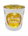 Tradineur - Portavelas de Navidad de cristal, adorno, soporte para velas, decoración, centros de mesa, estanterías, 7 x 8 cm, mo