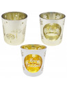 Tradineur - Portavelas de Navidad de cristal, adorno, soporte para velas, decoración, centros de mesa, estanterías, 7 x 8 cm, mo