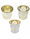 Tradineur - Portavelas de Navidad de cristal, adorno, soporte para velas, decoración, centros de mesa, estanterías, 7 x 8 cm, mo