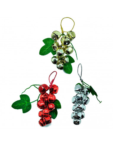 Tradineur - Colgante navideño de cascabeles de 13 cm - Fabricado en Metal y Plástico - Decoración para temporada navideña - Colo