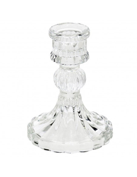 Tradineur - Portavelas de vidrio, soporte para velas cilíndricas, alargadas, decoración, centros de mesa, Navidad, bodas, fiesta
