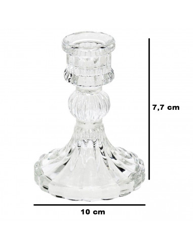Tradineur - Portavelas de vidrio, soporte para velas cilíndricas, alargadas, decoración, centros de mesa, Navidad, bodas, fiesta
