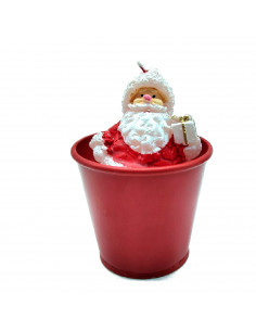 Tradineur - Vasos con vela para navidad con figuras - Base de Metal - Decoración para temporada navideña - Ø 6 x 8 cm - Color Su