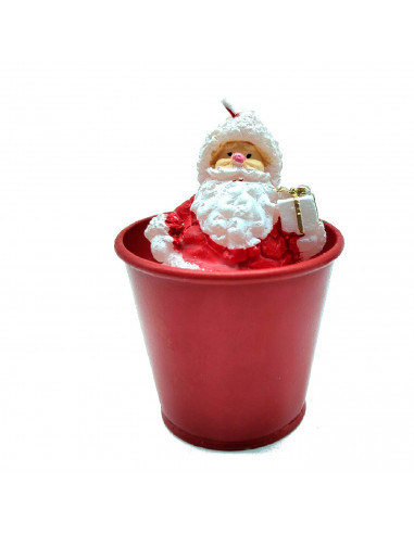 Tradineur - Vasos con vela para navidad con figuras - Base de Metal - Decoración para temporada navideña - Ø 6 x 8 cm - Color Su