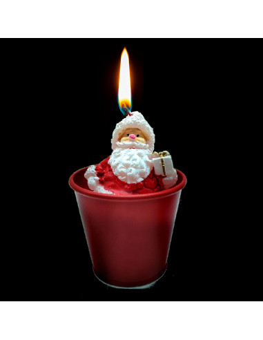Tradineur - Vasos con vela para navidad con figuras - Base de Metal - Decoración para temporada navideña - Ø 6 x 8 cm - Color Su