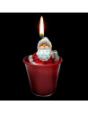 Tradineur - Vasos con vela para navidad con figuras - Base de Metal - Decoración para temporada navideña - Ø 6 x 8 cm - Color Su