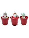 Tradineur - Vasos con vela para navidad con figuras - Base de Metal - Decoración para temporada navideña - Ø 6 x 8 cm - Color Su