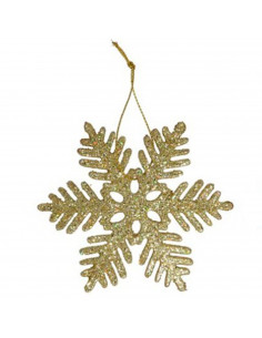 Tradineur - Copo de nieve colgante con glitter, plástico, purpurina brillante, adorno, árbol de Navidad, decoración festiva, hog
