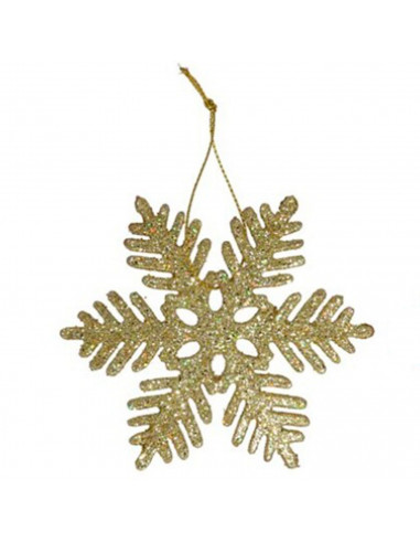 Tradineur - Copo de nieve colgante con glitter, plástico, purpurina brillante, adorno, árbol de Navidad, decoración festiva, hog