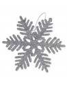 Tradineur - Copo de nieve colgante con glitter, plástico, purpurina brillante, adorno, árbol de Navidad, decoración festiva, hog
