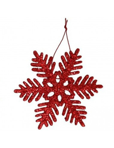 Tradineur - Copo de nieve colgante con glitter, plástico, purpurina brillante, adorno, árbol de Navidad, decoración festiva, hog