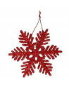 Tradineur - Copo de nieve colgante con glitter, plástico, purpurina brillante, adorno, árbol de Navidad, decoración festiva, hog