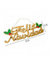 Tradineur - Letrero Colgante "Feliz Navidad" estilo Metalizado - Fabricado en Plástico - Decoración para temporada navideña - 12