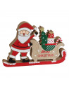 Tradineur - Figura decorativa navideña de Papa Noel en Trineo - Fabricado en madera - Decoración para temporada navideña - 20 x