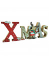 Tradineur - Letrero decorativo navideño "XMAS" con reno - Fabricado en madera - Decoración para temporada navideña