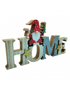 Tradineur - Letrero navideño "Home" con gnomo navideño - Fabricado en madera - Decoración para temporada navideña 