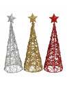 Tradineur - Árboles de decoración para navidad con brillantina - Fabricado en plástico y Metal - Ø 10 x 30 cm - Colores Aleatori