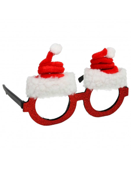 Tradineur - Gafas navideñas con diseño de gorro navideño Santa Claus - Fabricado en poliéster y plástico - 9,5 x 15 cm 