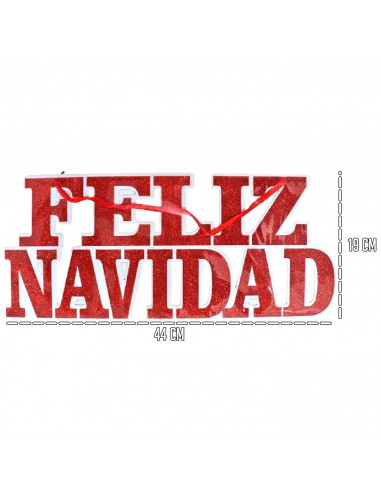 Tradineur - Letrero Colgante "Feliz Navidad" estilo Brillante - Fabricado en Plástico - Decoración para temporada navideña - 19