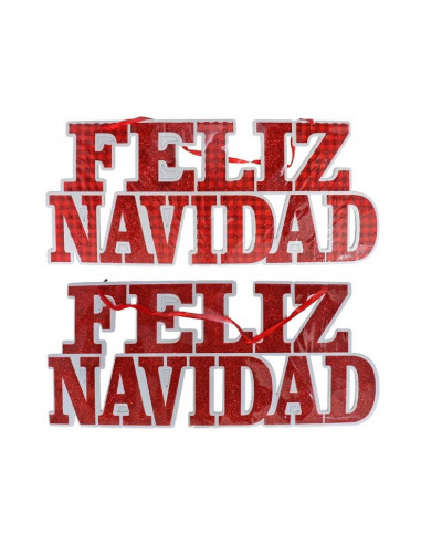 Tradineur - Letrero Colgante "Feliz Navidad" estilo Brillante - Fabricado en Plástico - Decoración para temporada navideña - 19