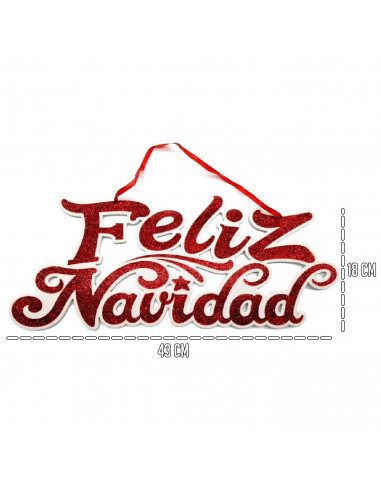 Tradineur - Letreros Colgantes "Feliz Navidad" estilo Brillantina - Fabricado en Plástico - Decoración para temporada navideña -