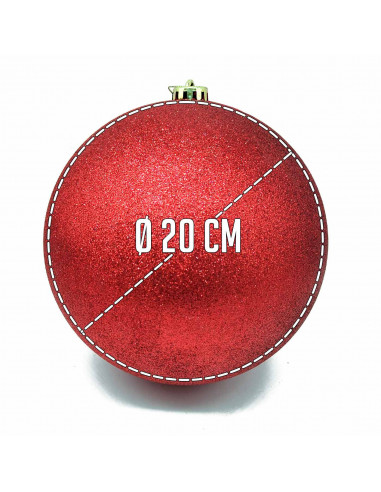 Tradineur - Bola para árbol navideño - Fabricado en plástico - Decoración para temporada navideña - Ø 20 cm - Color Rojo