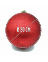 Tradineur - Bola para árbol navideño - Fabricado en plástico - Decoración para temporada navideña - Ø 20 cm - Color Rojo