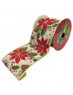 Tradineur - Cinta decorativa con motivos navideños, mate, poliéster, envolver regalos, manualidades, adorno para árbol de Navida