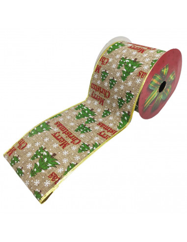 Tradineur - Cinta decorativa con motivos navideños, mate, poliéster, envolver regalos, manualidades, adorno para árbol de Navida