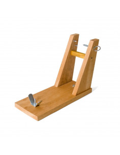 Soporte jamonero de madera modelo Scala 31 x 40 cm, soporte para pata y paleta de jamón serrano e ibérico con agarres metálicos,