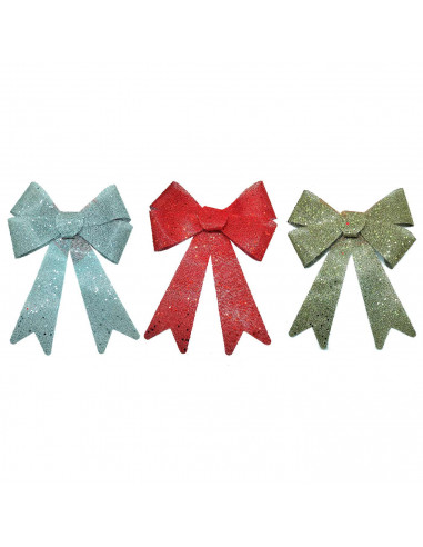 Tradienur - Lazos Navideños con brillo - Fabricado en Poliéster y Plástico - Decoración para temporada navideña - 30 x 22 cm - C
