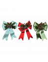 Tradienur - Lazos Navideños con Rayas - Fabricado en Poliéster y Plástico - Decoración para temporada navideña - 30 x 22 cm - Co