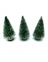 Tradineur - Sets de 3 pinos nevados navideños - Fabricado en Plástico y Hierro - Decoración para temporada navideña - Ø 5,5 x 10