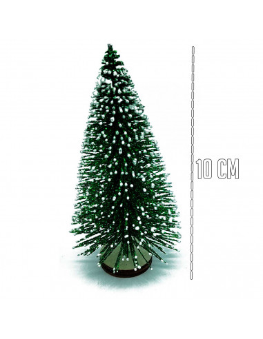 Tradineur - Sets de 3 pinos nevados navideños - Fabricado en Plástico y Hierro - Decoración para temporada navideña - Ø 5,5 x 10