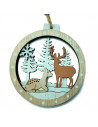 Tradineur - Colgante de paisaje navideños Circular - Fabricado en Madera - Decoración para temporada navideña - 9,5 x 9 cm - Mod