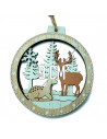 Tradineur - Colgante de paisaje navideños Circular - Fabricado en Madera - Decoración para temporada navideña - 9,5 x 9 cm - Mod