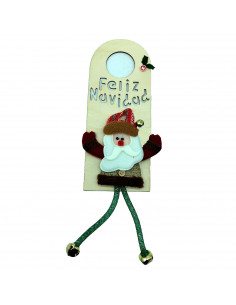 Tradineur - Colgante para puertas navideña - Fabricado en Poliester y Madera - Decoración para temporada navideña - 29,5 x 12 cm