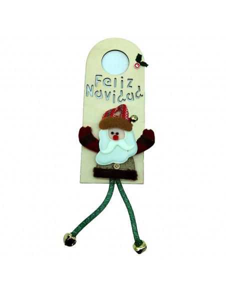 Tradineur - Colgante para puertas navideña - Fabricado en Poliester y Madera - Decoración para temporada navideña - 29,5 x 12 cm