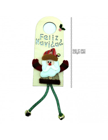 Tradineur - Colgante para puertas navideña - Fabricado en Poliester y Madera - Decoración para temporada navideña - 29,5 x 12 cm