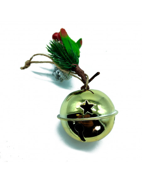Tradineur - Cascabeles colgantes con piña - Fabricado en Poliéster y Hierro - Decoración para temporada navideña - Ø 6 x 10 cm -