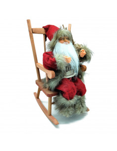 Tradineur - Figura de Santa Claus en mecedora - Fabricado en Madera y Poliéster - Decoración para temporada navideña - 35 x 15,5