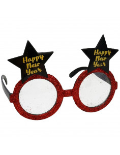 Tradineur - Gafas navideñas con diseño "Happy New Year" - Fabricado en plástico - 10 x 15 cm - Modelo Surtido