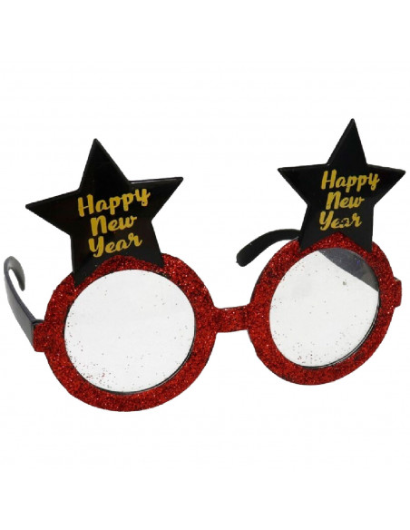 Tradineur - Gafas navideñas con diseño "Happy New Year" - Fabricado en plástico - 10 x 15 cm - Modelo Surtido